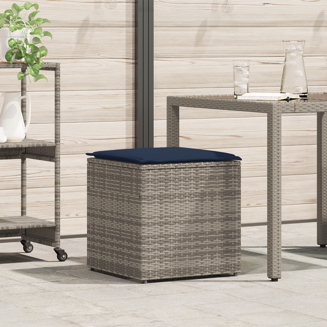 Pude kasse med opbevaring Grå 50 x 50 x 50 cm polyrattan