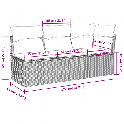 Havemøbelsofa med pude Sort 172 x 62 x 69 cm Poly rattan