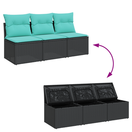 Havemøbelsofa med pude Sort 165 x 62 x 69 cm Poly rattan