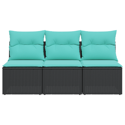 Havemøbelsofa med pude Sort 165 x 62 x 69 cm Poly rattan