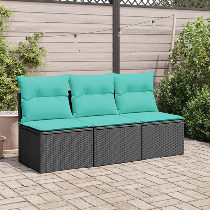 Havemøbelsofa med pude Sort 165 x 62 x 69 cm Poly rattan