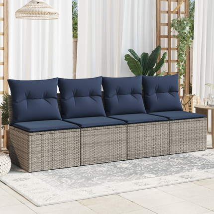 Havemøbelsofa med pude Grå 220 x 62 x 69 cm polyrattan