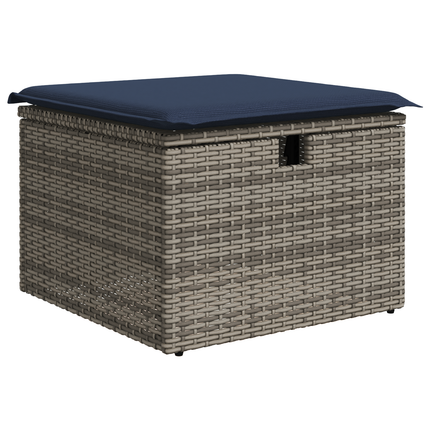 Havefodskammel med pude Grå 55 x 55 x 37 cm polyrattan