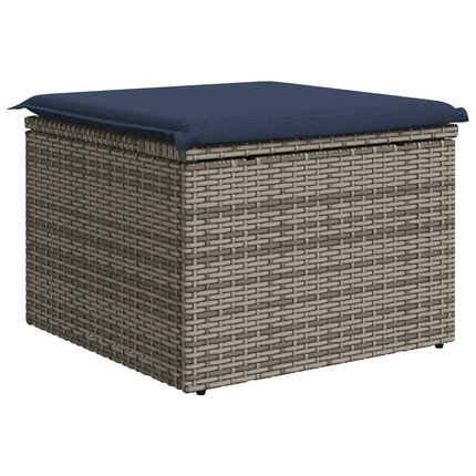 Havefodskammel med pude Grå 55 x 55 x 37 cm polyrattan