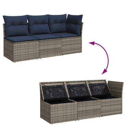 Havemøbelsofa med pude Grå 172 x 62 x 69 cm Poly rattan