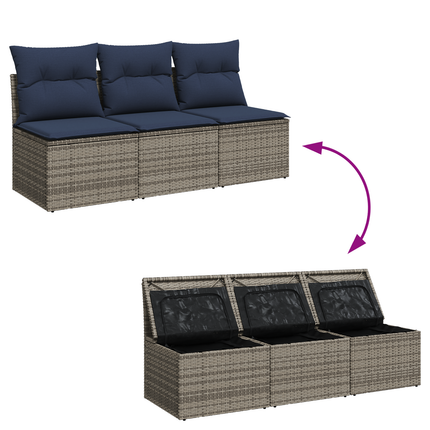 Havemøbelsofa med pude Grå 165 x 62 x 69 cm Poly rattan
