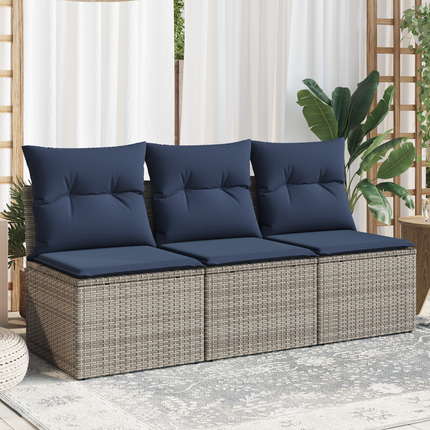 Havemøbelsofa med pude Grå 165 x 62 x 69 cm Poly rattan