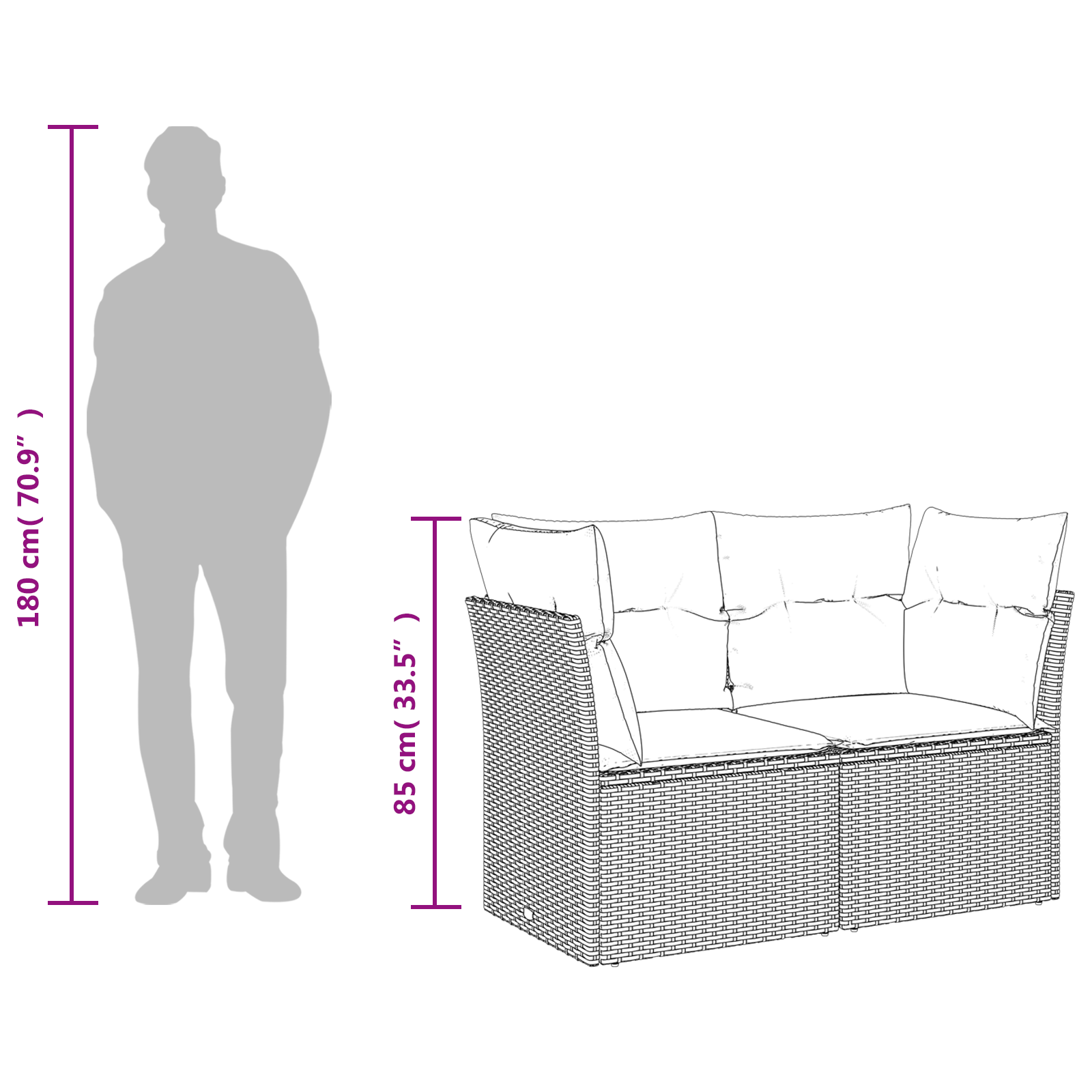| Havemøbelsofa | med pude Brun 124 x 62 x 69 cm polyrattan