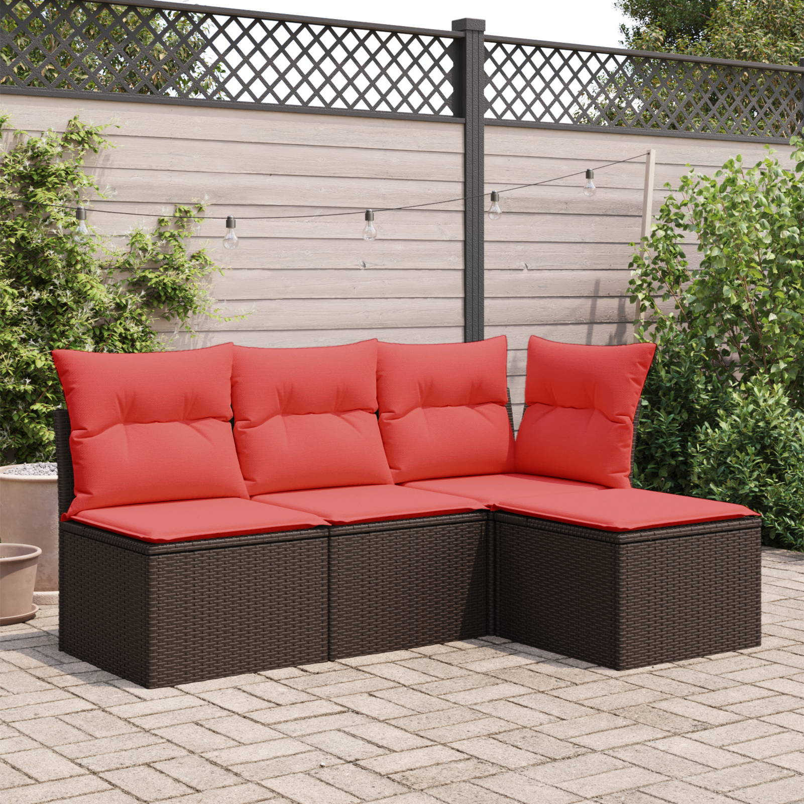 haveskammel med hynde brun 55x55x37 cm polyrattan