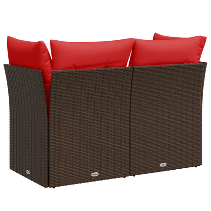 havesofa med hynder 2-personers brun polyrattan