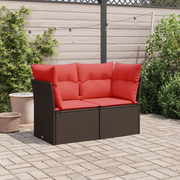 havesofa med hynder 2-personers brun polyrattan