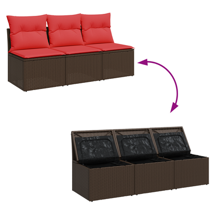 | Havemøbelsofa | med pude Brun 165 x 62 x 69 cm Poly rattan