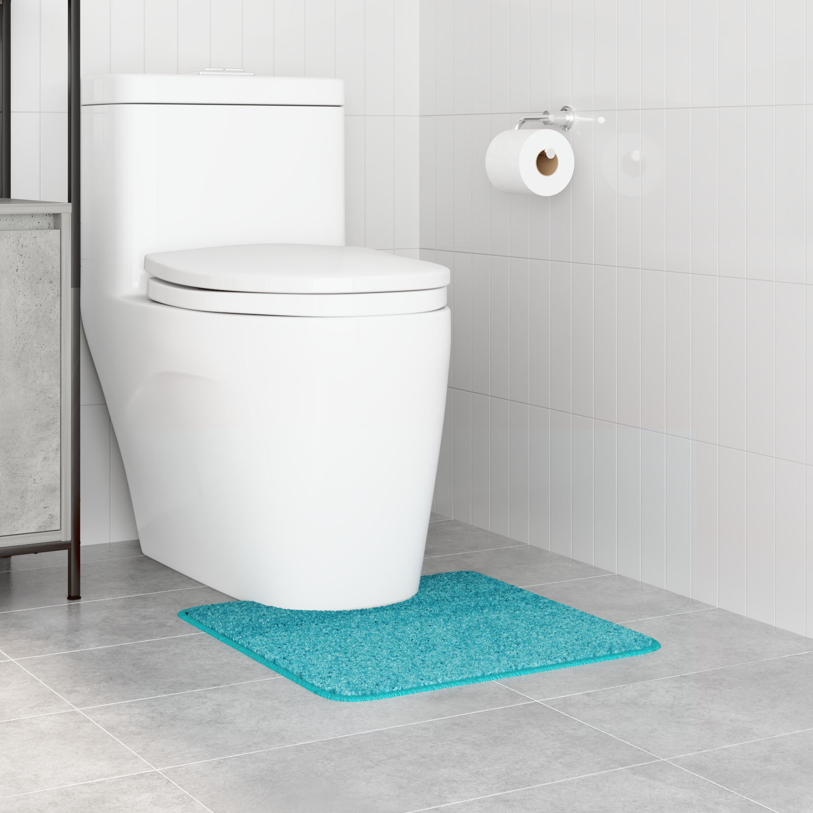 Skridsikker badeværelsesmåtte med toiletudskæring Turkis