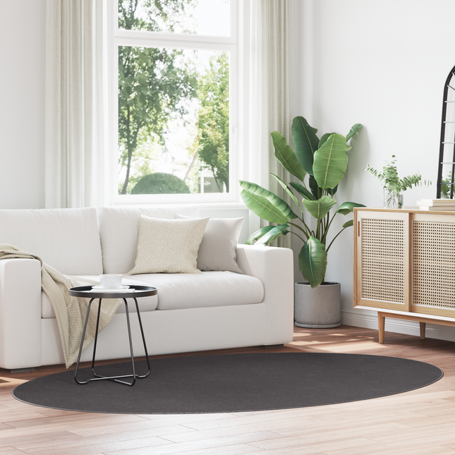 Områdetæpper Oval HUARTE Antracit 160 x 230 cm 100% polyester
