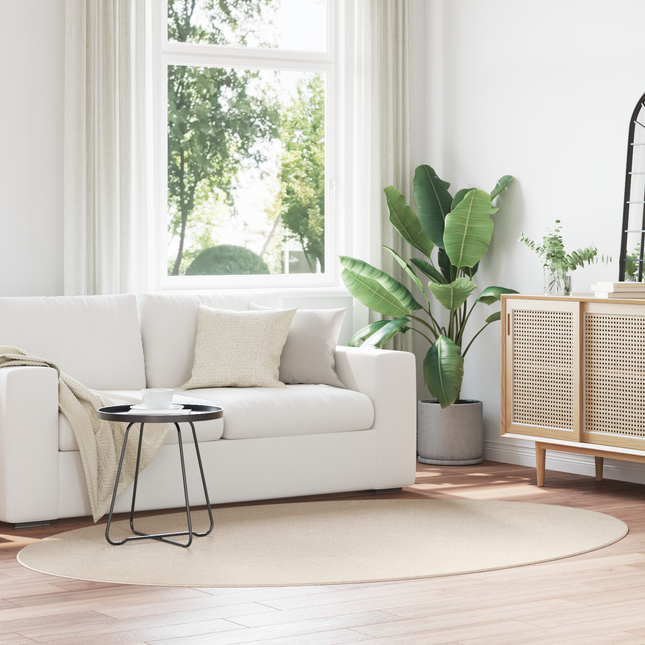 Områdetæpper Oval HUARTE Beige 160 x 230 cm 100% polyester