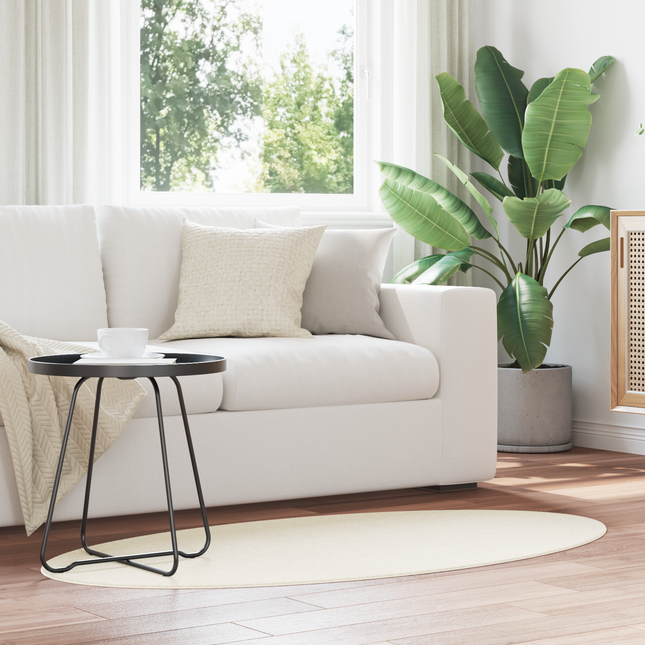 Områdetæpper Oval HUARTE Creme 80 x 150 cm 100% polyester