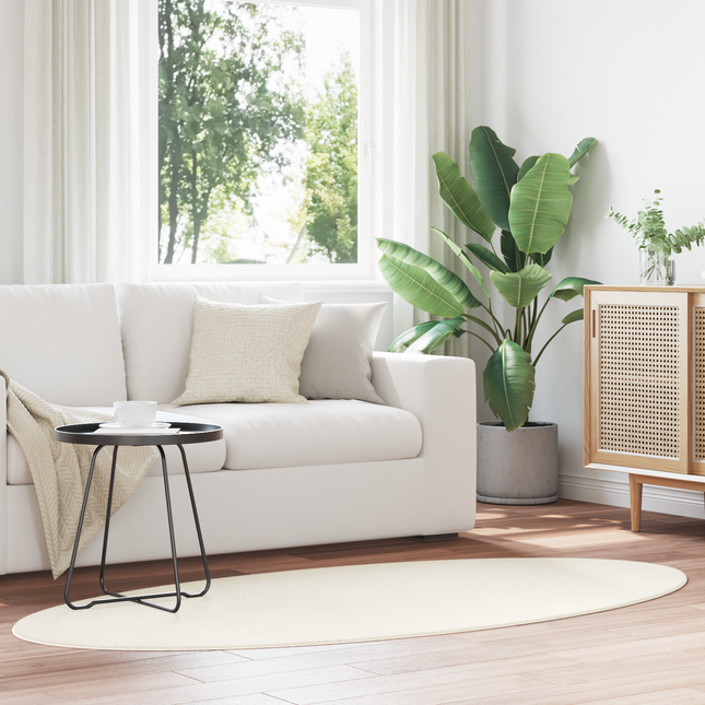 Områdetæpper Oval HUARTE Creme 120 x 170 cm 100% polyester