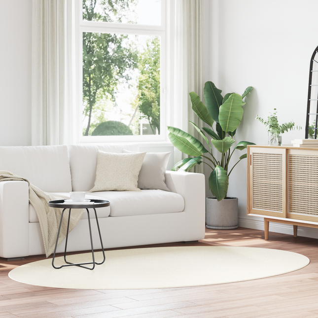 Områdetæpper Oval HUARTE Creme 160 x 230 cm 100% polyester