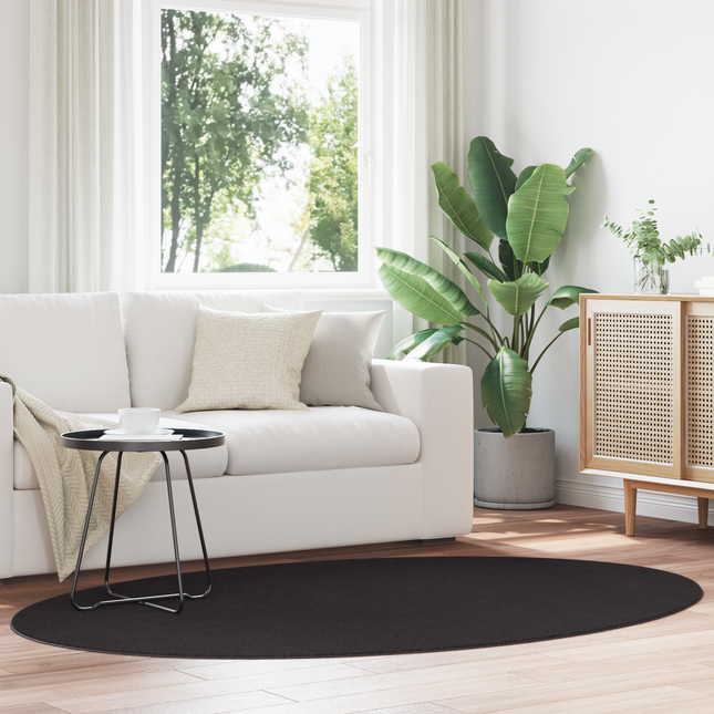 Områdetæpper Oval HUARTE Sort 140 x 200 cm 100% polyester