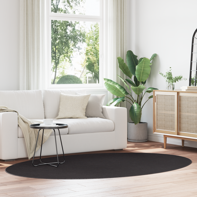 Områdetæpper Oval HUARTE Sort 160 x 230 cm 100% polyester