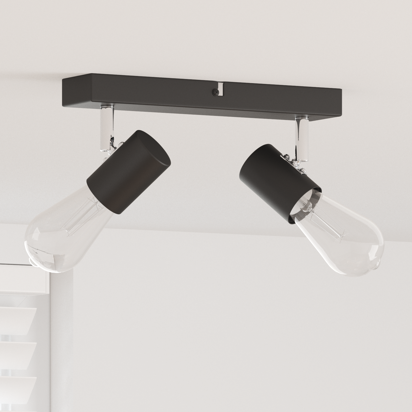 Loftsspot med spotlights Sort 26 x 6,5 x 11,5 cm Metal