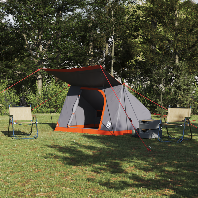 Camping telt med tag Grå og orange 223 x 163 x 130 cm taft