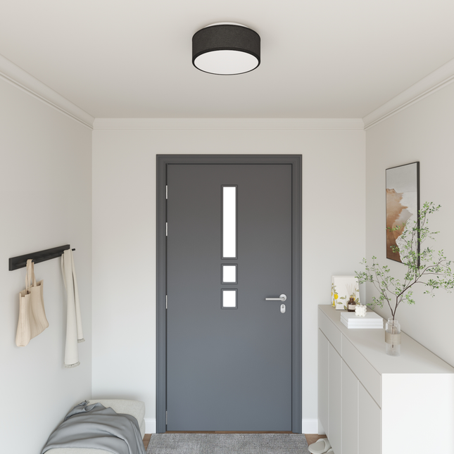 Loftlampe med spotlights Sort 30 x 30 x 13,5 cm Stof