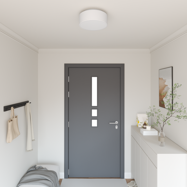 Loftlampe med spotlights Hvid 30 x 30 x 13,5 cm Stof