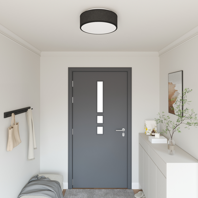 Loftlampe med spotlights Sort 38 x 38 x 13,5 cm Stof