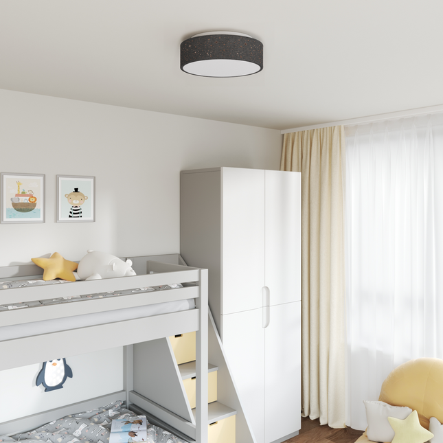 Loftlampe med spotlights Sort 38 x 38 x 13,5 cm Stof