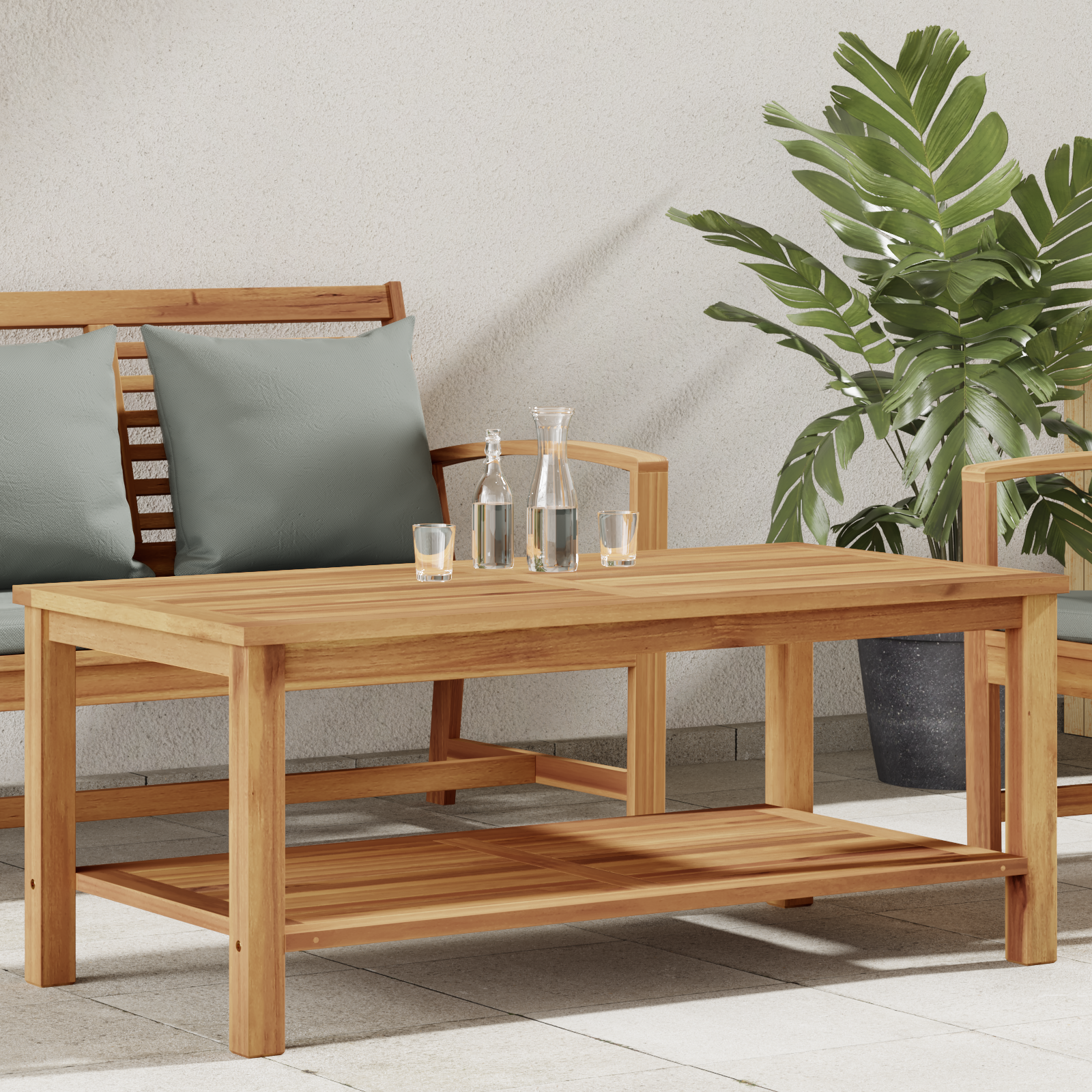 Sofabord med opbevaring Brun 110 x 55 x 45 cm Massiv Teaktræ