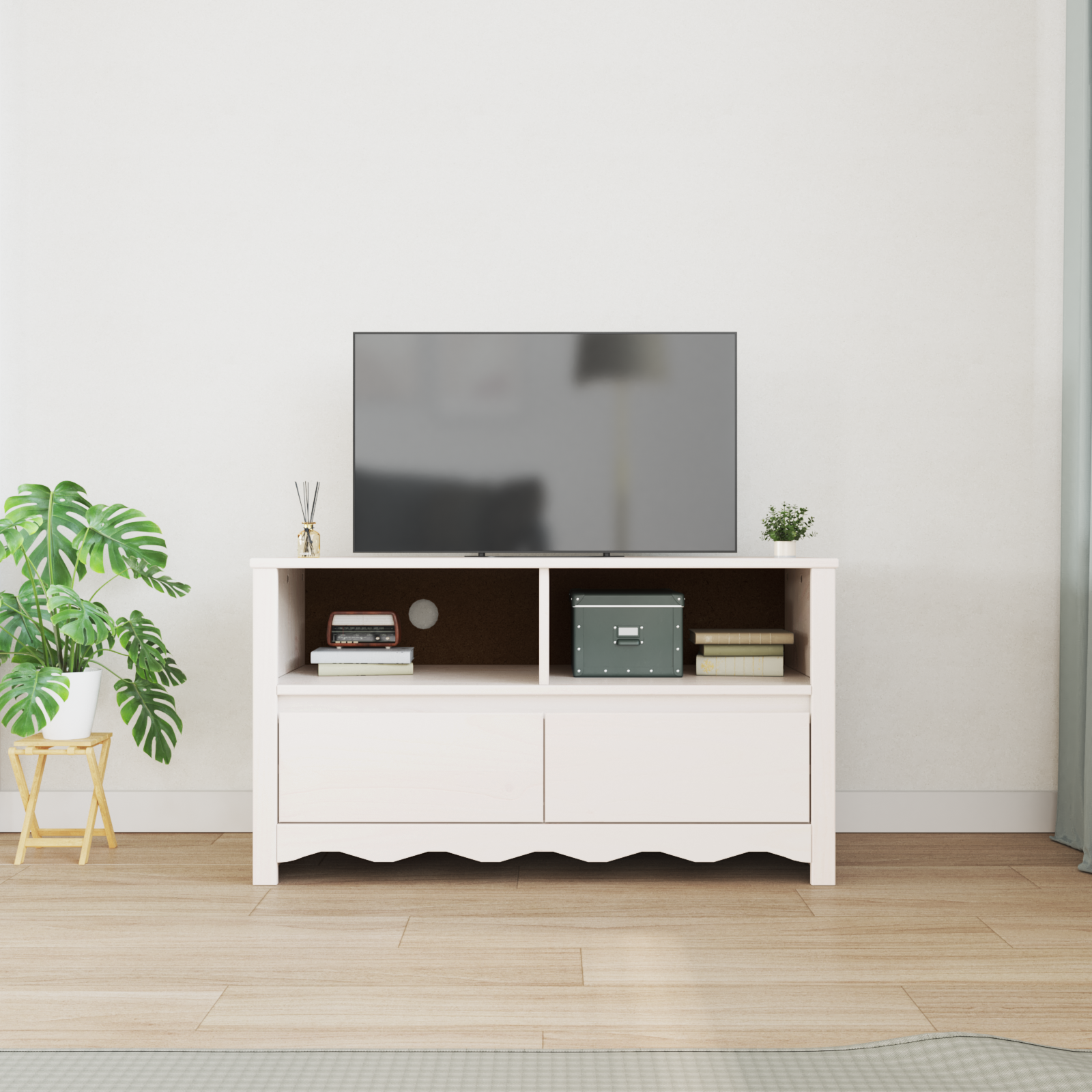 TV-skab Drammen Hvid 99 x 43 x 55 cm Massivt fyrretræ