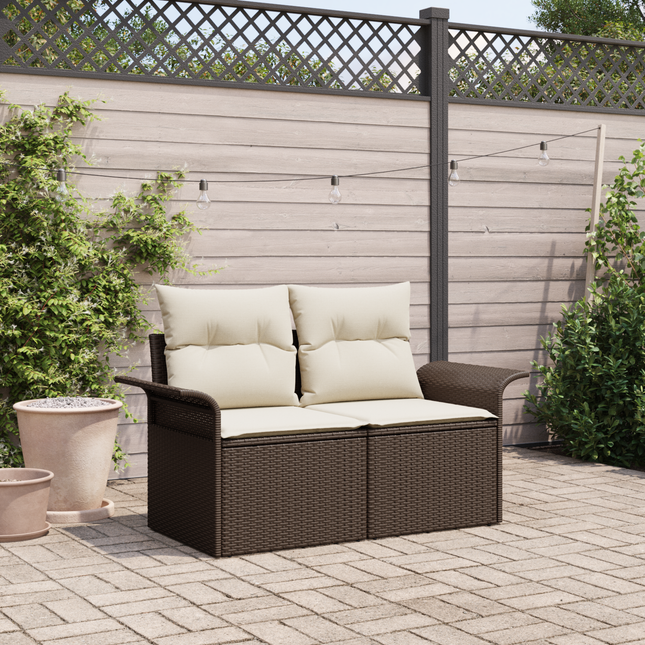Havemøbelsofa med pude Brun 141 x 62 x 69cm polyrattan