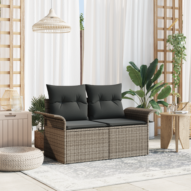 Havemøbelsofa med pude Grå 141 x 62 x 69cm polyrattan