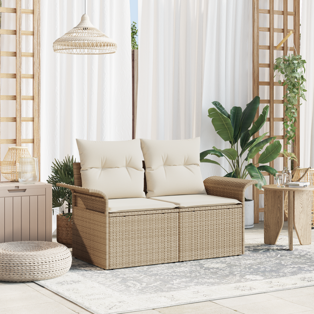 Havemøbelsofa med pude Beige 141 x 62 x 69cm polyrattan
