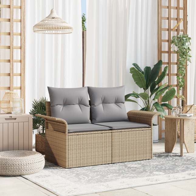 Havemøbelsofa med pude Beige 141 x 62 x 69cm polyrattan
