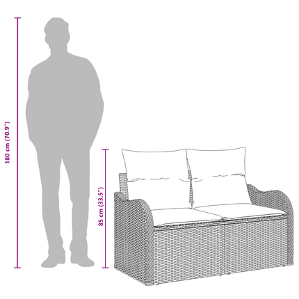 Havemøbelsofa med pude Brun 121 x 62 x 69cm polyrattan