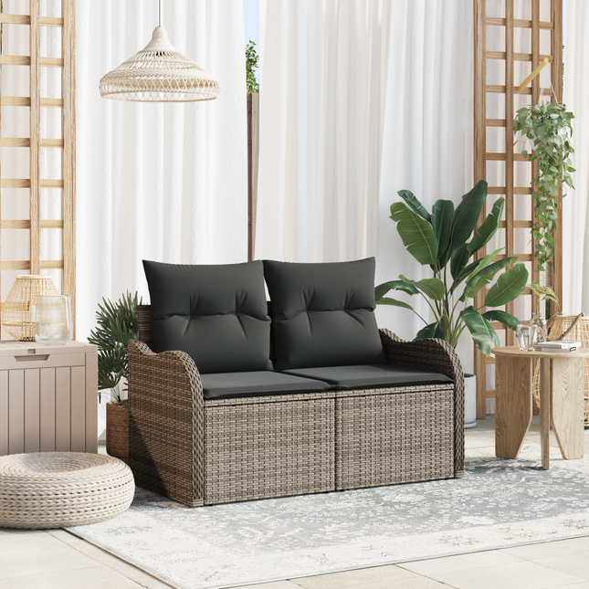 Havemøbelsofa med pude Grå 121 x 62 x 69cm polyrattan