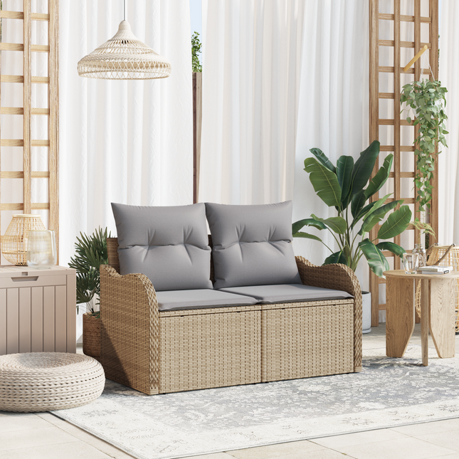 Havemøbelsofa med pude Beige 121 x 62 x 69cm polyrattan