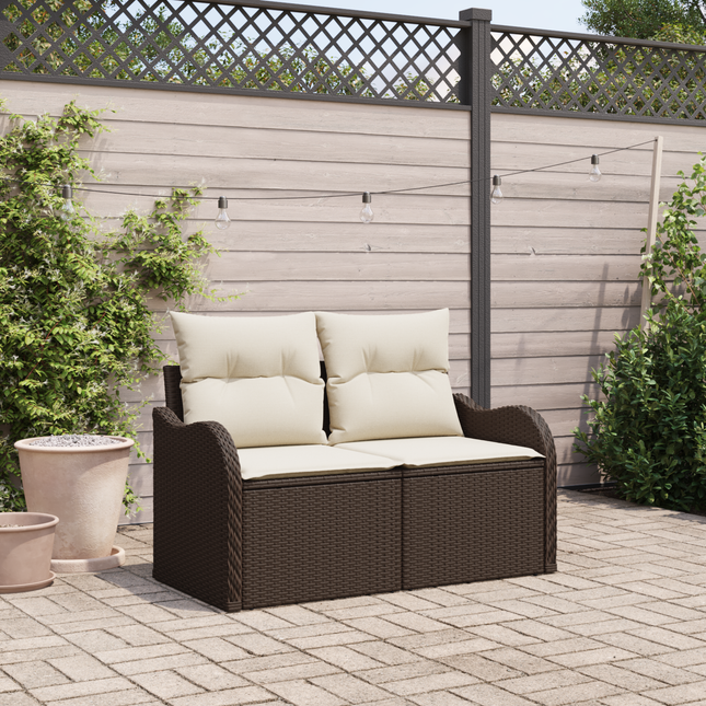 Havemøbelsofa med pude Brun 121 x 62 x 69cm polyrattan
