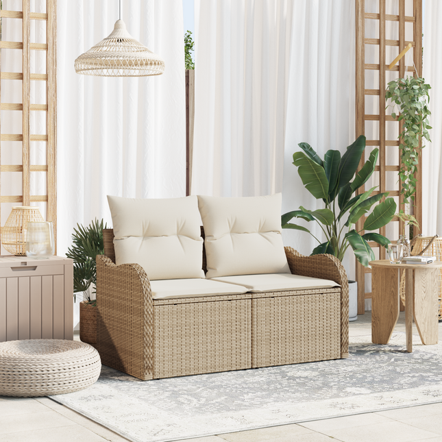 Havemøbelsofa med pude Beige 121 x 62 x 69cm polyrattan