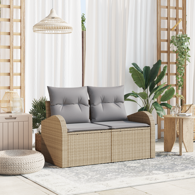 Havemøbelsofa med pude Beige 124 x 62 x 69cm polyrattan