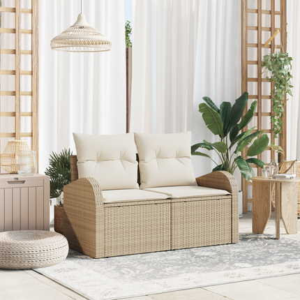 Havemøbelsofa med pude Beige 124 x 62 x 69cm polyrattan