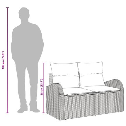 Havemøbelsofa med pude Beige 124 x 62 x 69cm polyrattan
