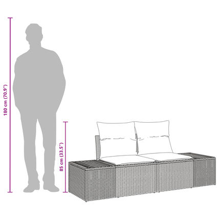 Havemøbelsofa med pude Grå 184 x 62 x 69 cm polyrattan