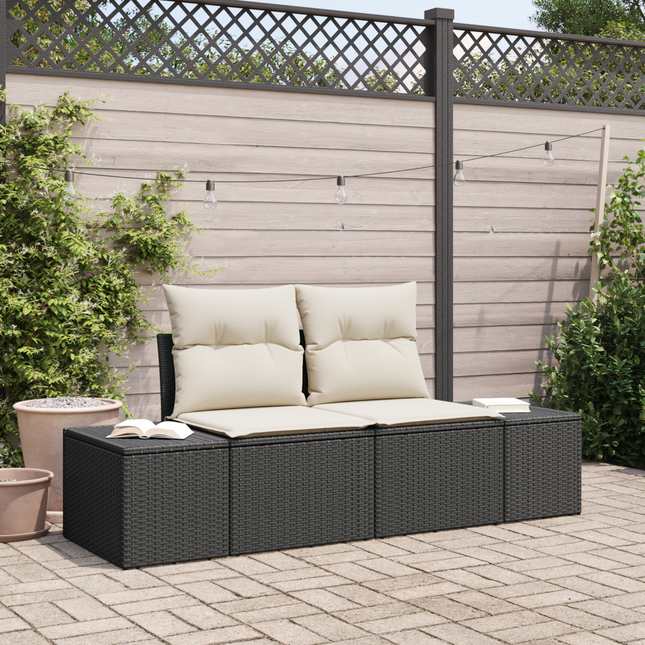 Havemøbelsofa med pude Sort 184 x 62 x 69 cm polyrattan