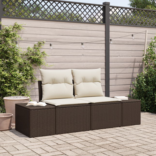 Havemøbelsofa med pude Brun 184 x 62 x 69 cm polyrattan