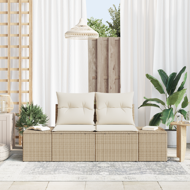 Havemøbelsofa med pude Beige 184 x 62 x 69 cm polyrattan