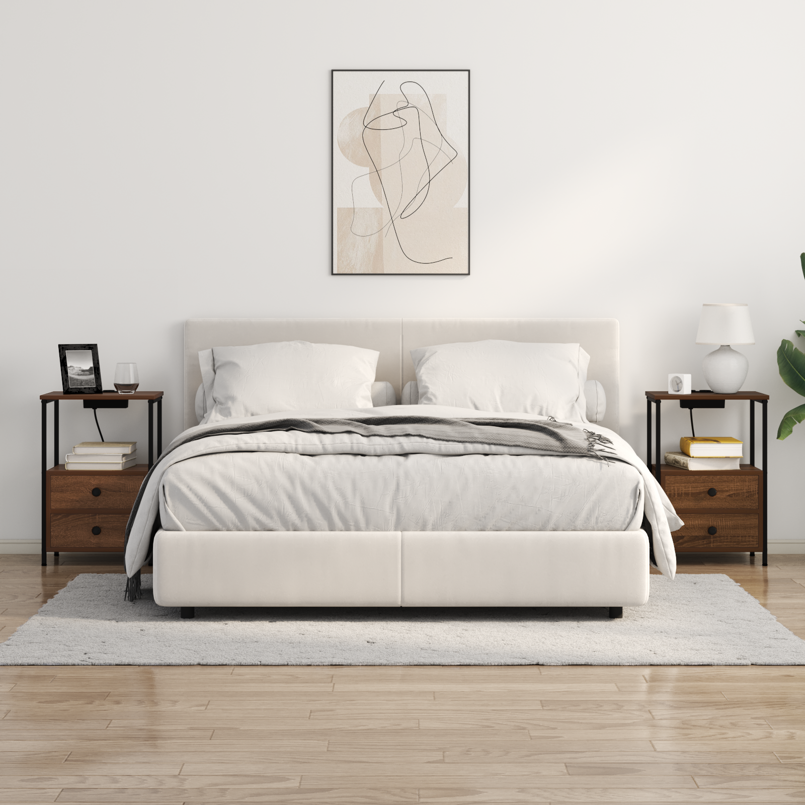 Natskab 2 pcs Brun eg 40 x 31 x 60 cm Konstrueret træ