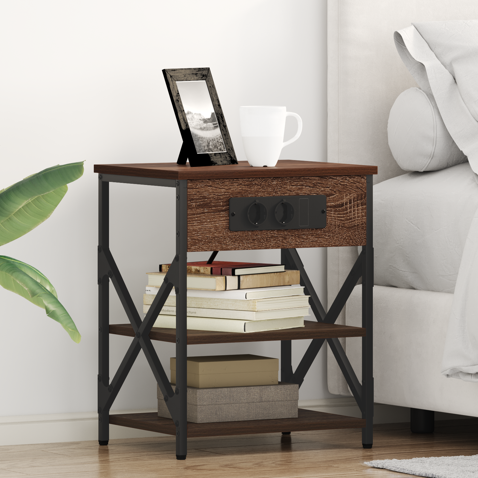 Natskab med hylde 2 pcs Brun eg 41 x 31 x 51 cm Konstrueret træ